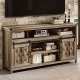 Farmhouse TV Stand for 65 Inch TV, Tall Highboy Entertainment Center with Sliding Barn