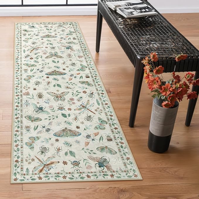 Insect Print Area Rugs 8x10, Non Slip Washable Rugs for Living Room 8x10 Rug, Soft Modern Bedroom Rug 8x10 Under Bed Ultra