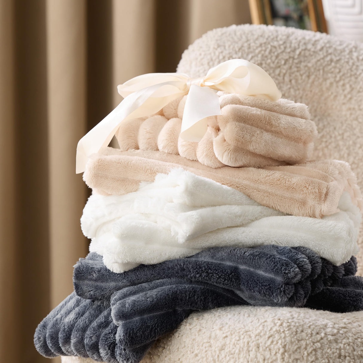 Fluffy Duvet Cover Set - Ultra Soft Plush Shaggy Comforter Cover Queen Size, Warm