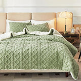 3-Piece Fluffy Faux Fur Sherpa Comforter Set Gray