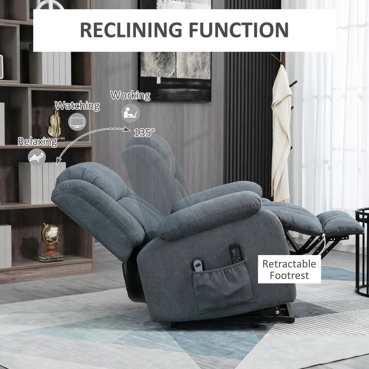 Power Lift Chair for Elderly Big and Tall with Massage, Linen Fabric Upholstered Recliner