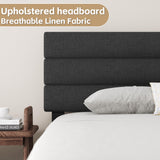 Queen Bed Frame Upholstered Queen Bed Frame Platform with Headboard Linen Fabric Headboard Wooden Slats Support,