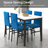 5-Piece Faux Marble Dining Table Set with Velvet Chairs