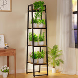 Plant Stand Indoor with Grow Lights, 4 Tier Metal Plant Shelf for Multiple Flower Planter