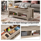 Lift Top Coffee Table with Hidden Storage Compartment & Lower Shelf