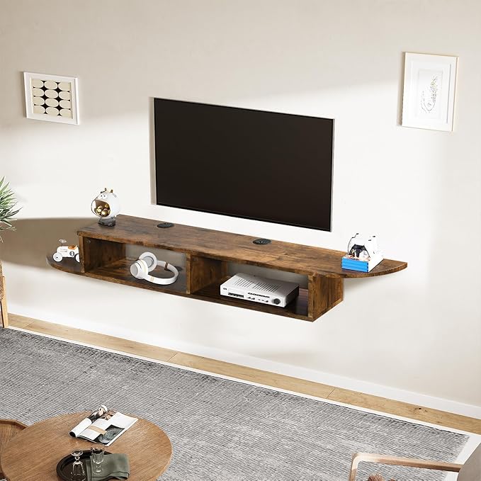 Floating TV Shelf with Open Storage, Floating Entertainment Center for TVs Up to 55 Inches, Floating TV Stand