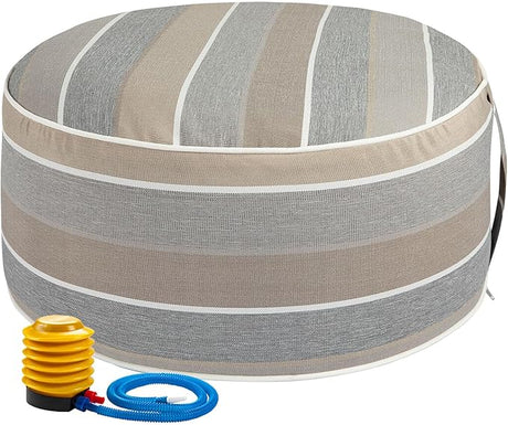 Inflatable Outdoor Ottoman with Air Pump,20"x9" Portable Patio Pouf