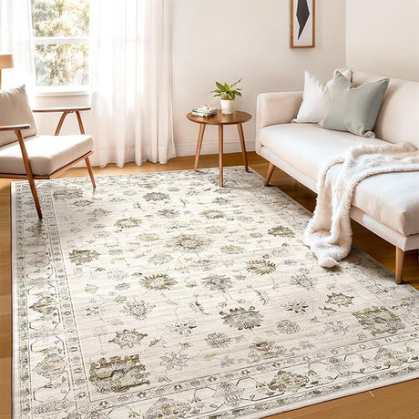 Washable 5X7 Area Rug for Living Room Vintage Rugs, Bedroom Kitchen Rugs, Vintage