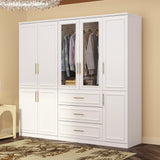 ECACAD White Extra Wide Wardrobe Armoire with 8 Doors, Drawers, Storage Shelves & Hanging Rods, Wooden Closet Storage Cabinet for Bedroom (79.1”W x 19.3”D x 74.8”H)