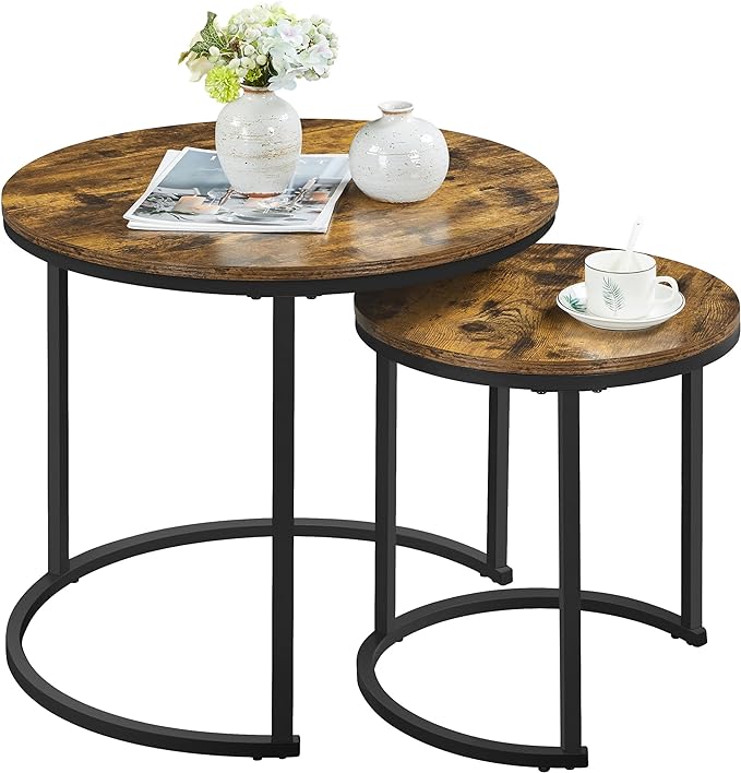 Nesting Coffee Table Set of 2, Nesting Table, Rustic Stacking Side Tables