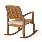 Selma Acacia Rocking Chair with Cushion, Teak Finish