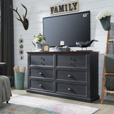 Nightstand with Charging Station, 2 Drawer Dresser for Bedroom, Farmhouse Small Dresser with Drawers