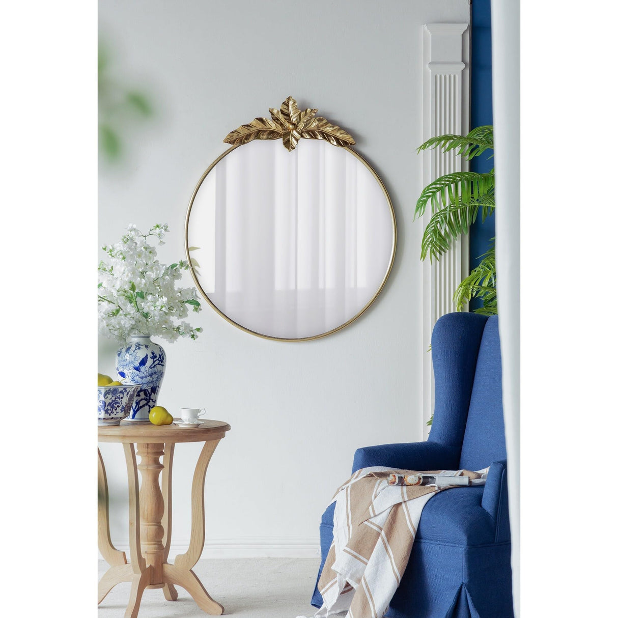 Arched Wall Decor Mirror with Metal Frame - Gold 36" x 41"