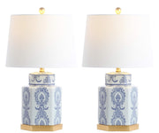 Bodin Blue & White Table Lamp Set of 2 - 23 Inch Ceramic Nightstand Lamps with LED Bulbs