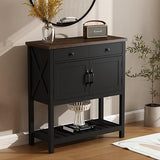 Farmhouse Console Table, Entryway Table with Storage Shelf, Coffee Bar Cabinet