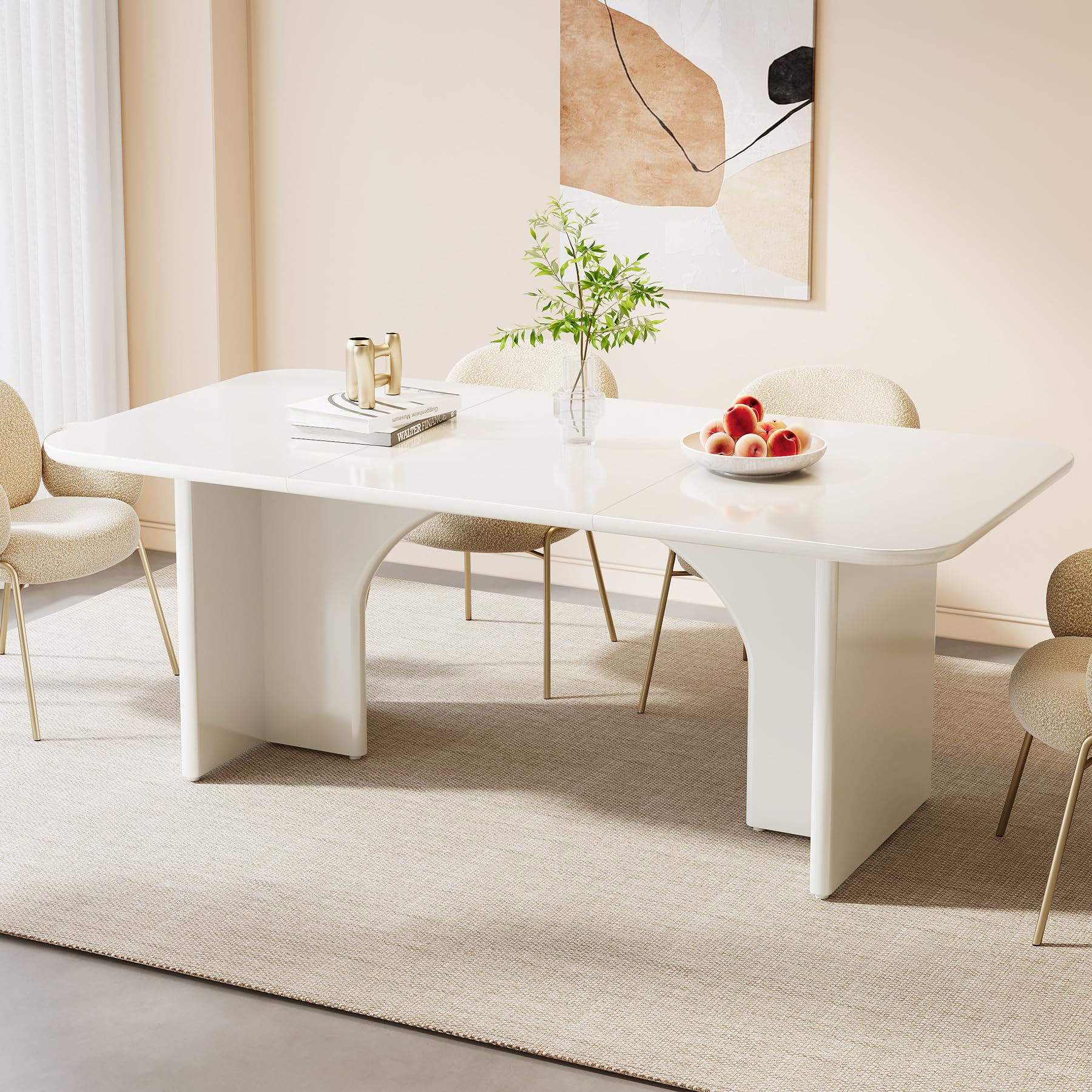 63" Modern White Dining Table for 4-6 People