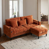 77" L-Shaped Sofa, Loveseat with Ottoman, Chenille Cloud Sofa with Chaise