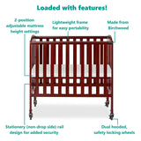 3-in-1 Folding Portable Crib, Cherry, Large