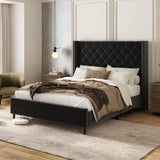 Queen Velvet Platform Bed with 58" Wingback Headboard