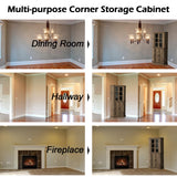 Corner Storage Cabinet, 67" Kitchen Corner Pantry Cabinet with Glass Doors, Farmhouse