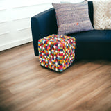 12 Inches Multi Colored Cube Felt Ball Ottoman Pouf for Living Room