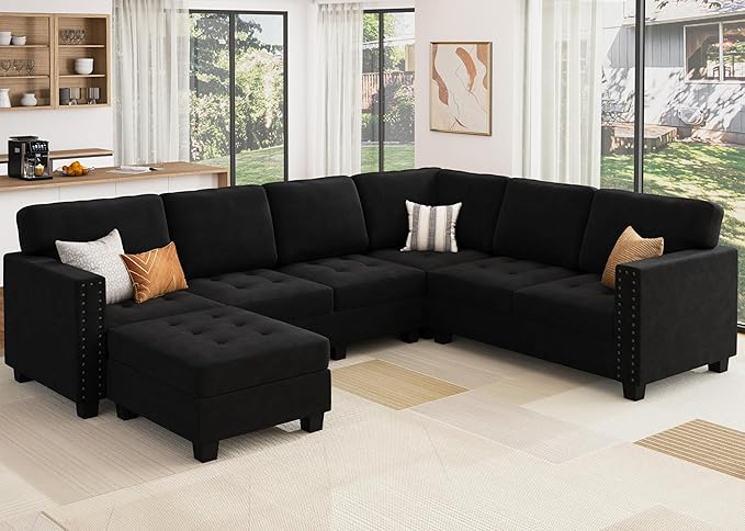 4-in-1 Convertible Sleeper Sectional Sofa with Adjustable Backrest – 7/8/9 Seaters