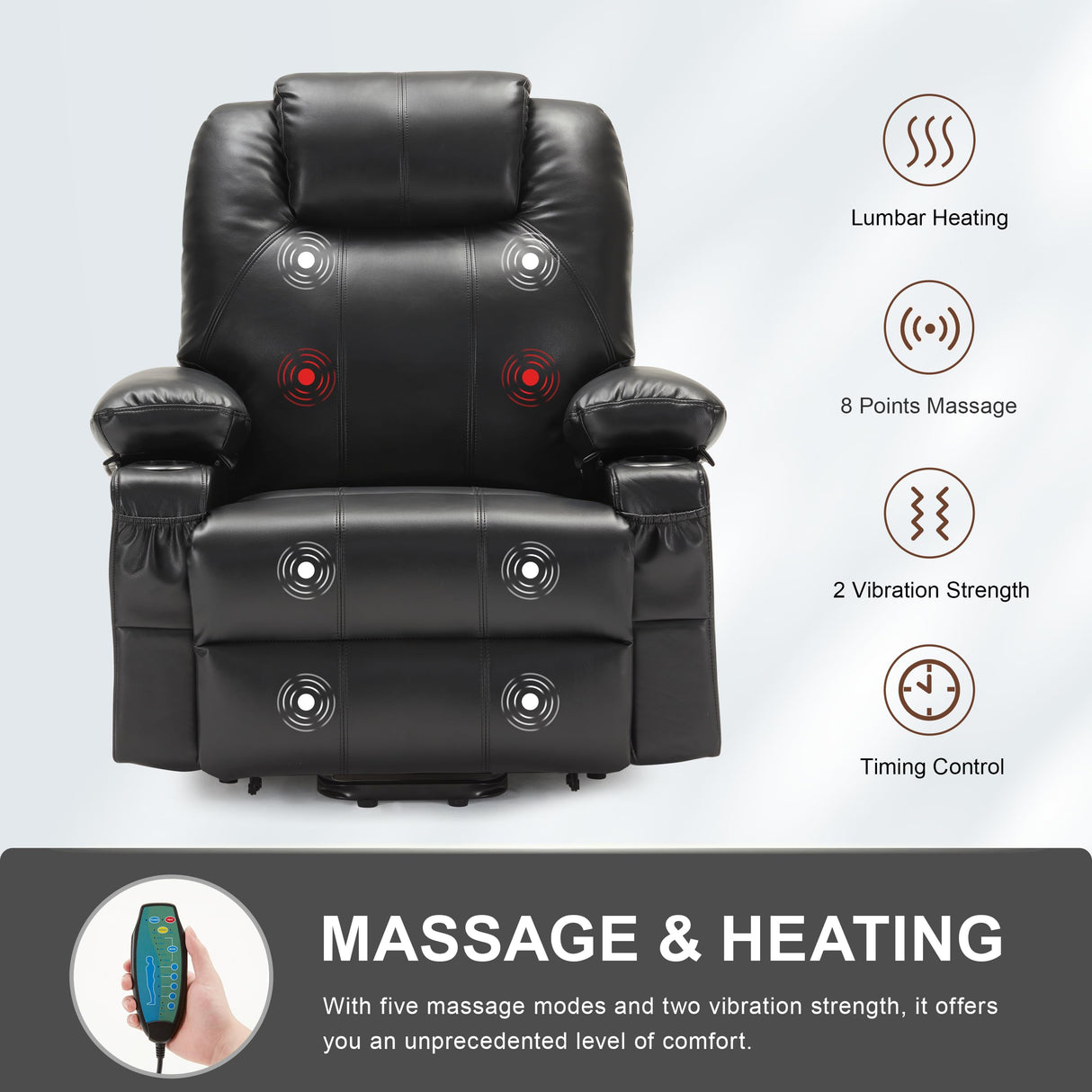 Oversized Power Lift Recliner Chair with Heat and Massage, Big Large Recliner Chair