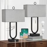 24" Table Lamps Set of 2 with USB Ports & Adjustable Color Temperature