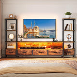 65 Inch TV Stand with LED Lights and Power Outlets