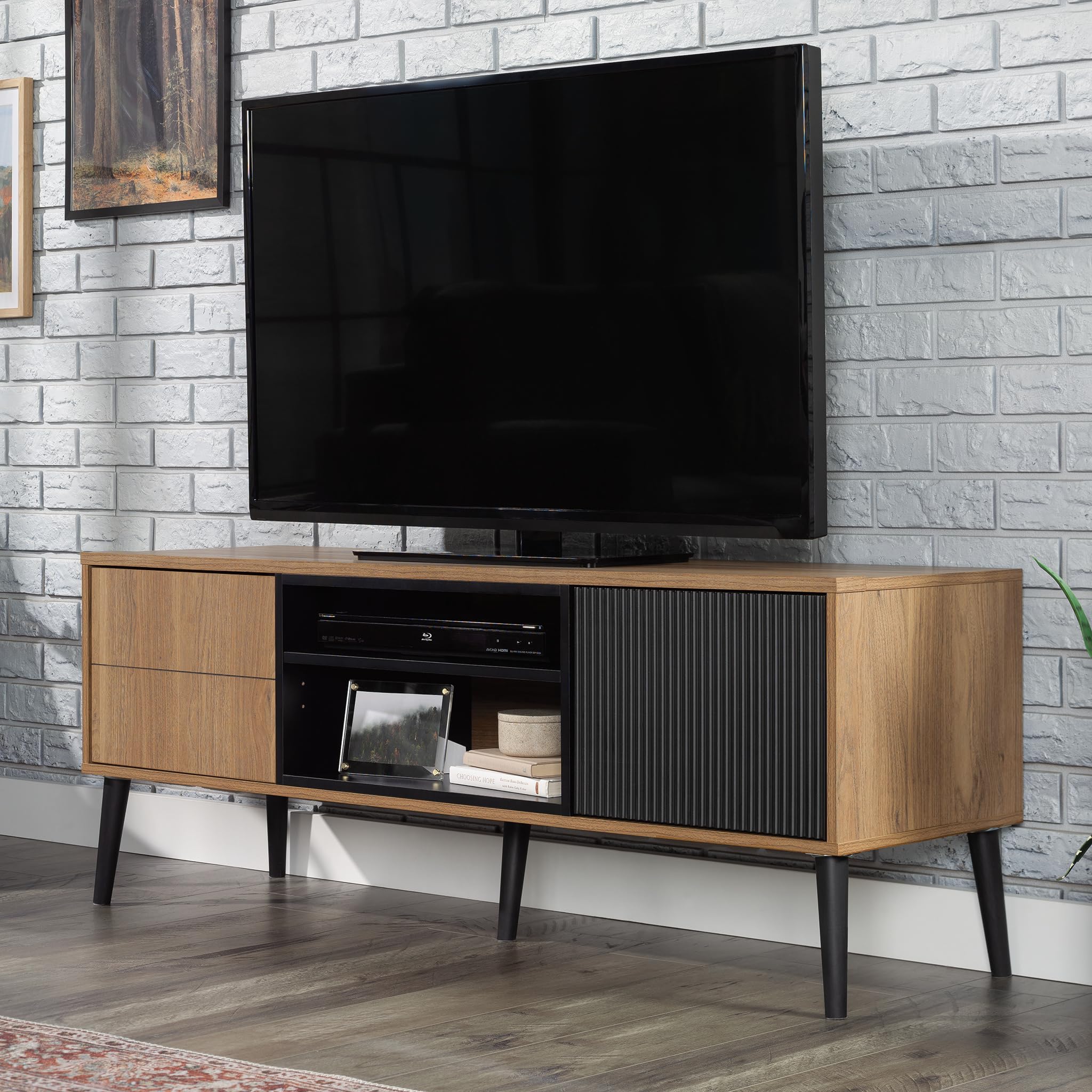 Ambleside Modern TV Credenza, L: 55.91" x W: 15.67" x H: 20.87", Serene Walnut