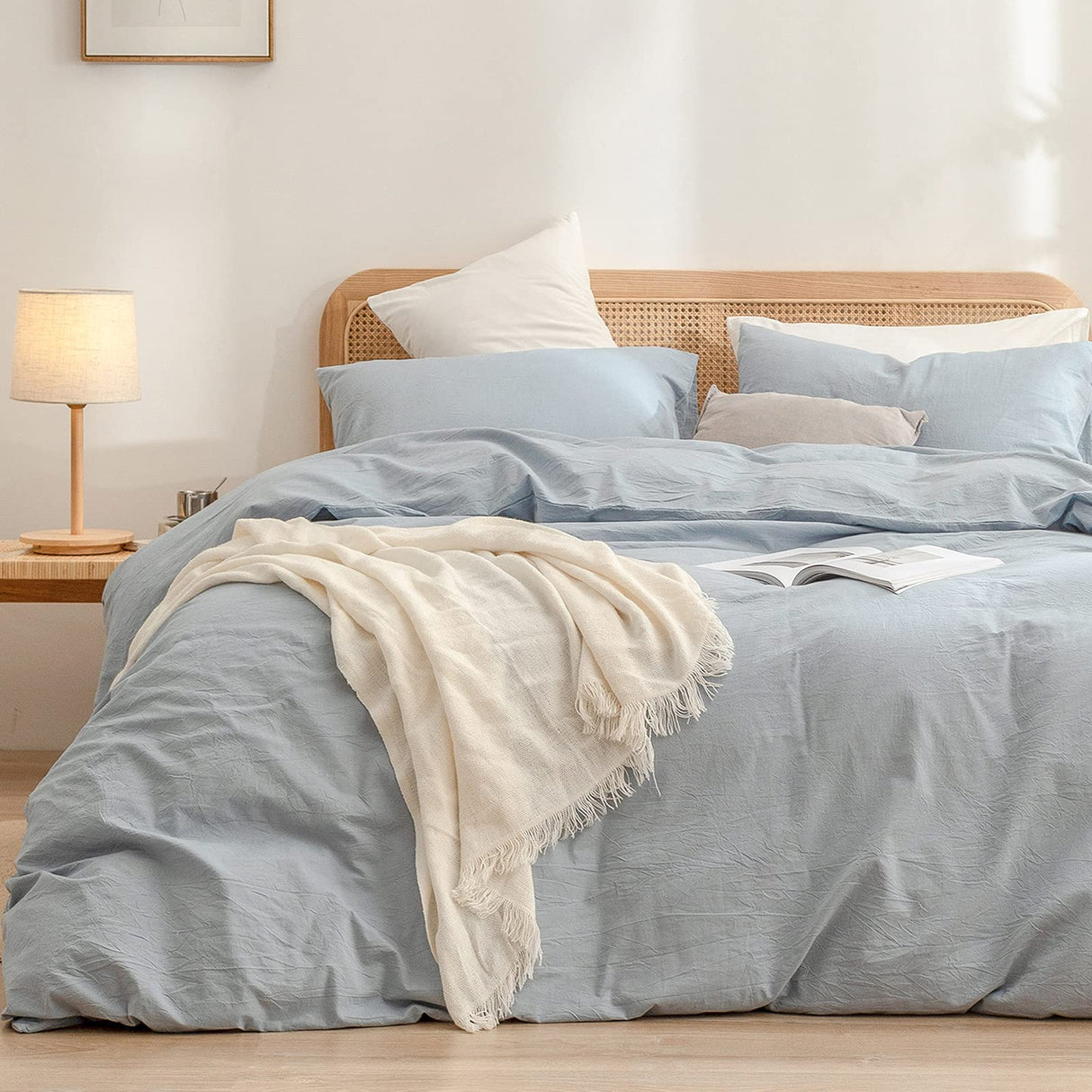 Duvet Cover Set 100% Washed Cotton Linen Feel Super Soft Comfortable Chic