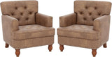 Faux Leather Accent Chair Set of 2, Upholstered Button Tufted Armchair Club Reading