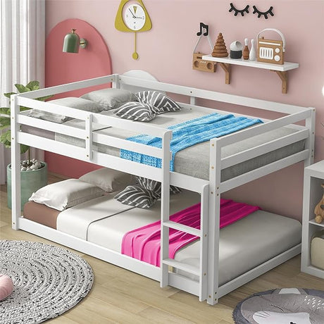 Wooden Bunk Bed Twin Over Twin with Ladder,Kids Bunk Beds Twin Size