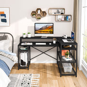 L Shaped Desk with Storage and Monitor Stand, Industrial Home Office Computer Desk