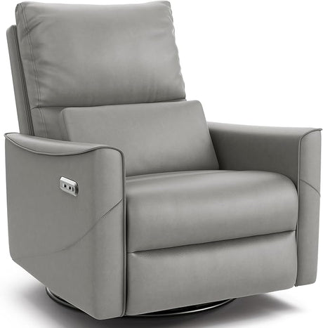 Recliner Chair, Glider Nursery Recliner Chair with Lumbar Support, Leather Swivel Rocker