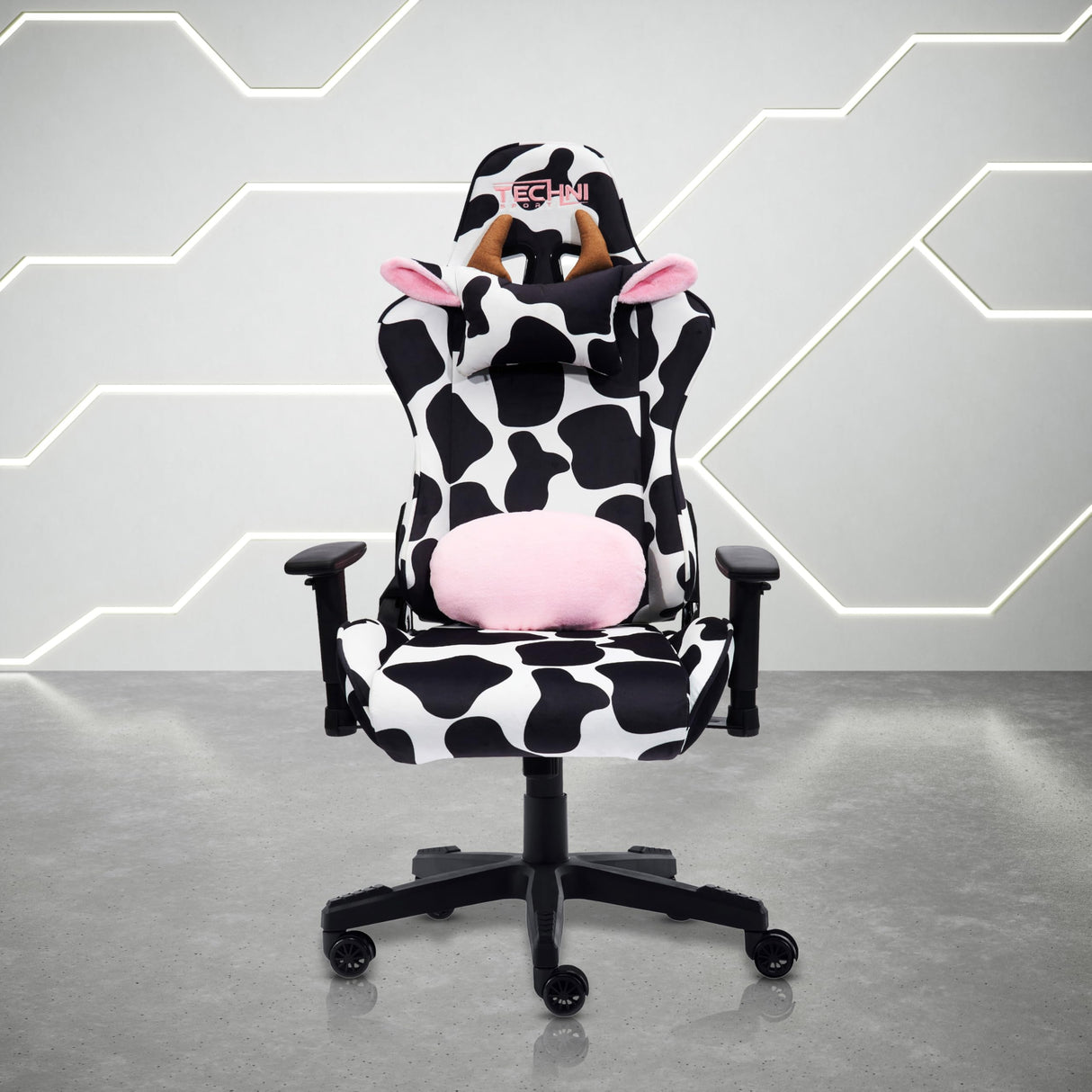 Cow Print Gaming Chair - Ergonomic Office Chair with Memory Foam & Lumbar Support