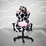 Cow Print Gaming Chair - Ergonomic Office Chair with Memory Foam & Lumbar Support