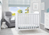 Emery Mini Convertible Baby Crib with 2.75-inch Mattress, Bianca White