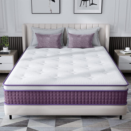 Queen Size Mattress, 10 Inch Queen Mattress Hybrid with Plush Foam and Individually Pocketed Coils