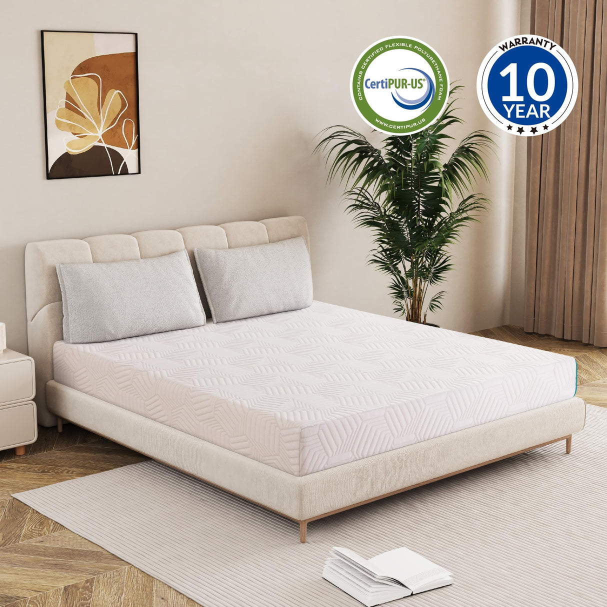 EGOHOME 8 Inch Twin Mattress, Gel Memory Foam Mattress for Cool Sleep, Pressure Relief, CertiPUR-US Certified, Fiberglass Free Medium Bed Mattress, Mattress in a Box, White