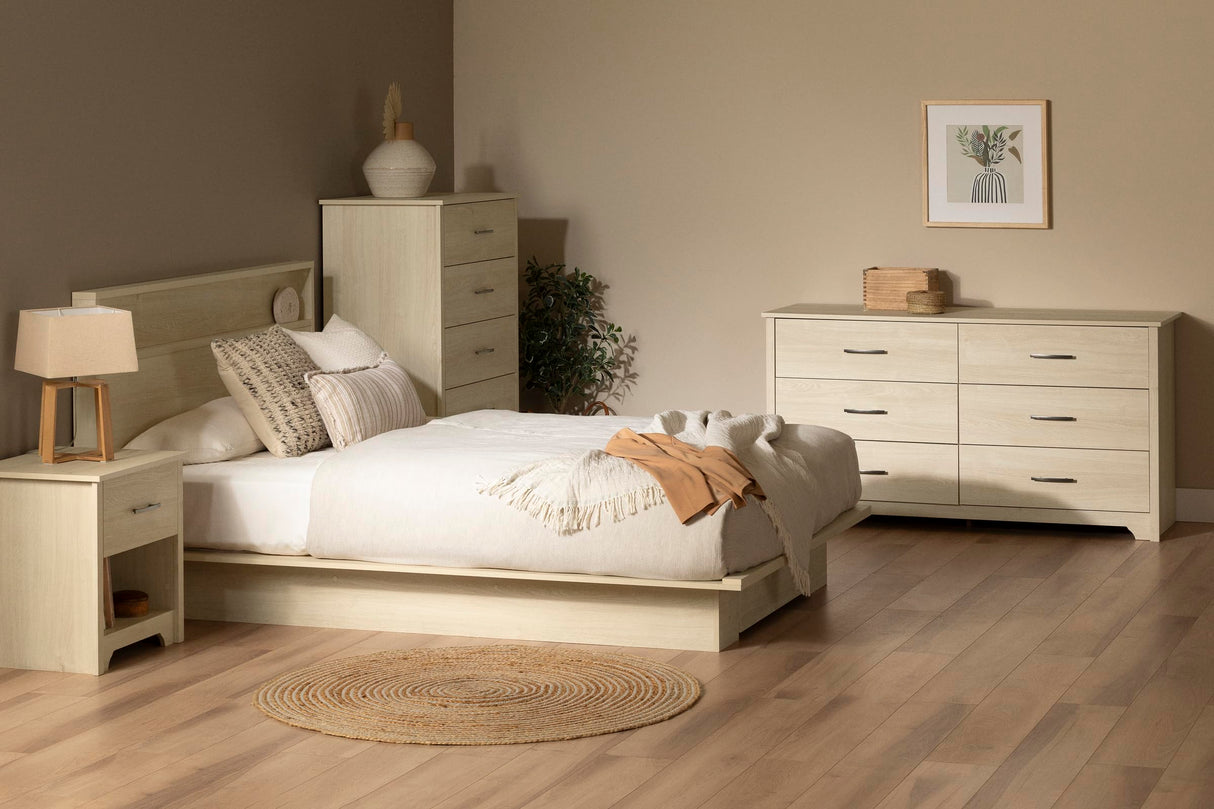 Fusion 1-Drawer Nightstand-End Table with Storage, Bleached Oak