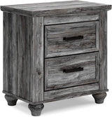Culverbach Modern 2 Drawer Nightstand with 2 USB Charging Stations, 24.37" Tall, Weathered Gray