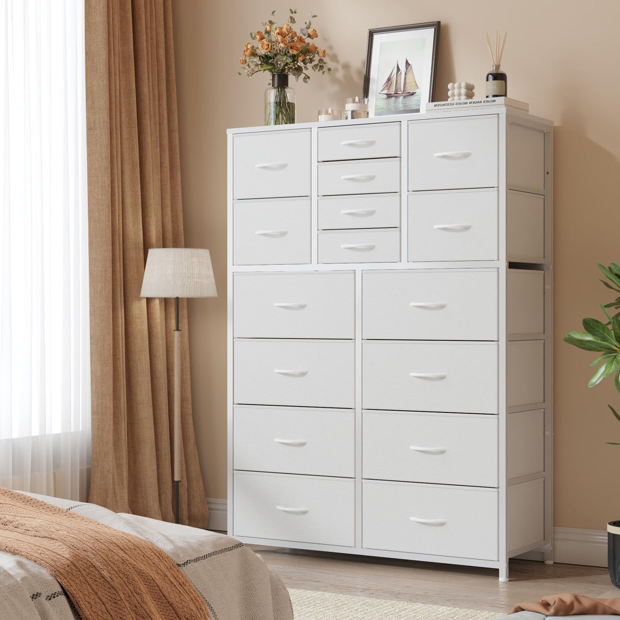 Dresser White Dresser for Bedroom with 16 Drawers