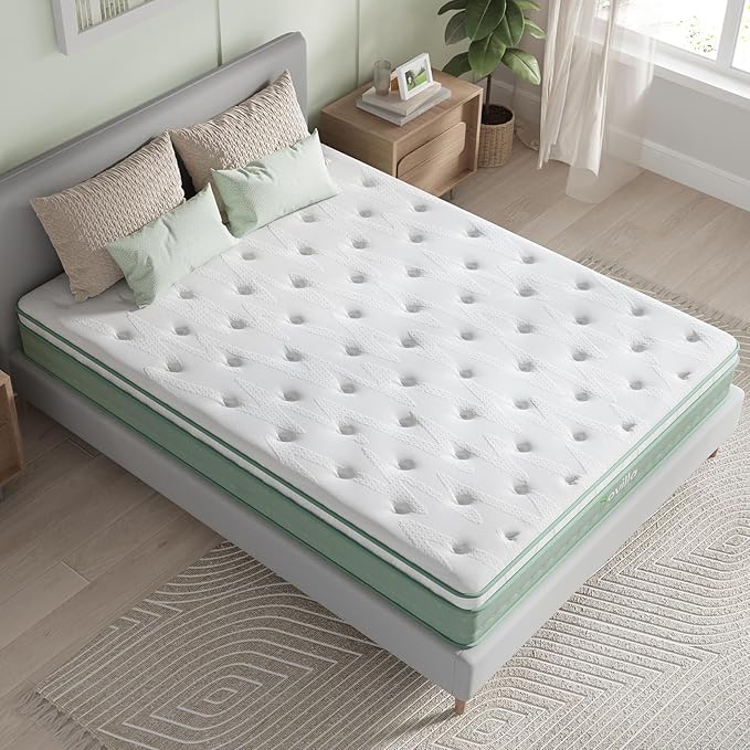 Queen Mattress, 12 Inch Hybrid Mattress, Gel Memory Foam with Individual Pocket