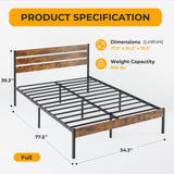 Full Size Metal Bed Frame with Headboard & Footboard