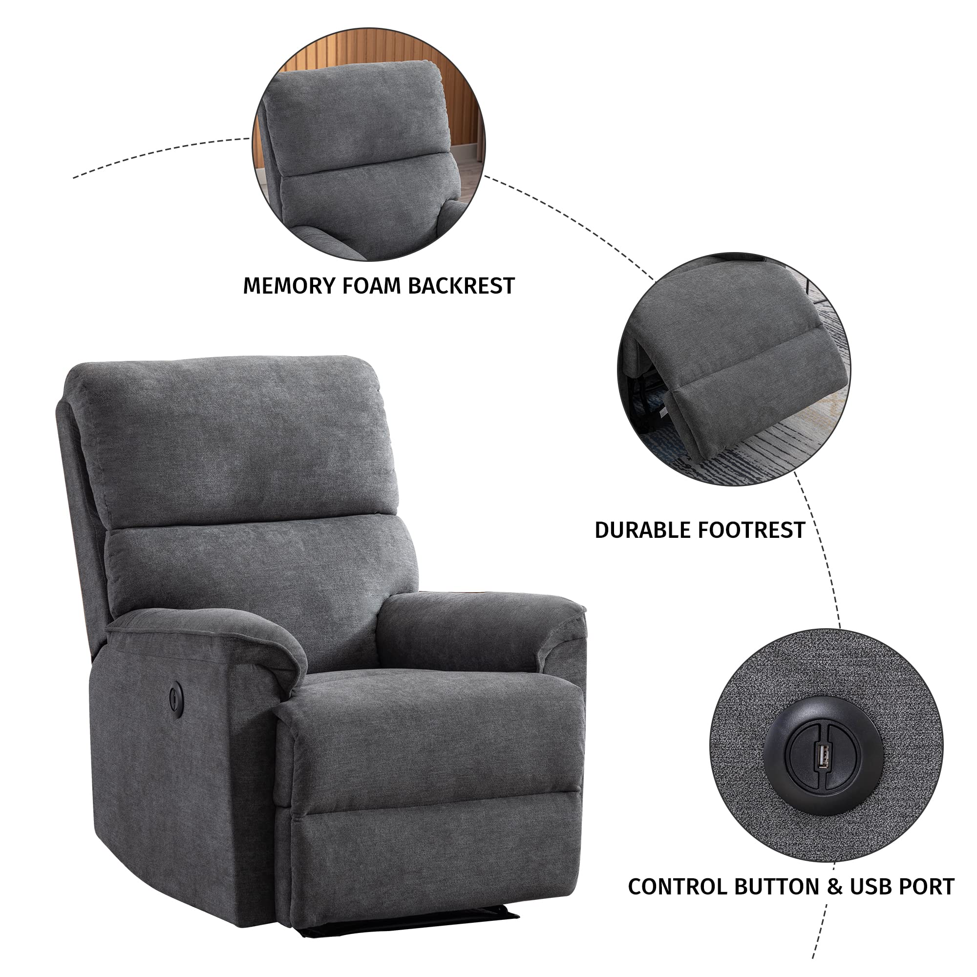 Nuvatech Minimalist Electric Recliner Chair with USB & Ergonomic Design