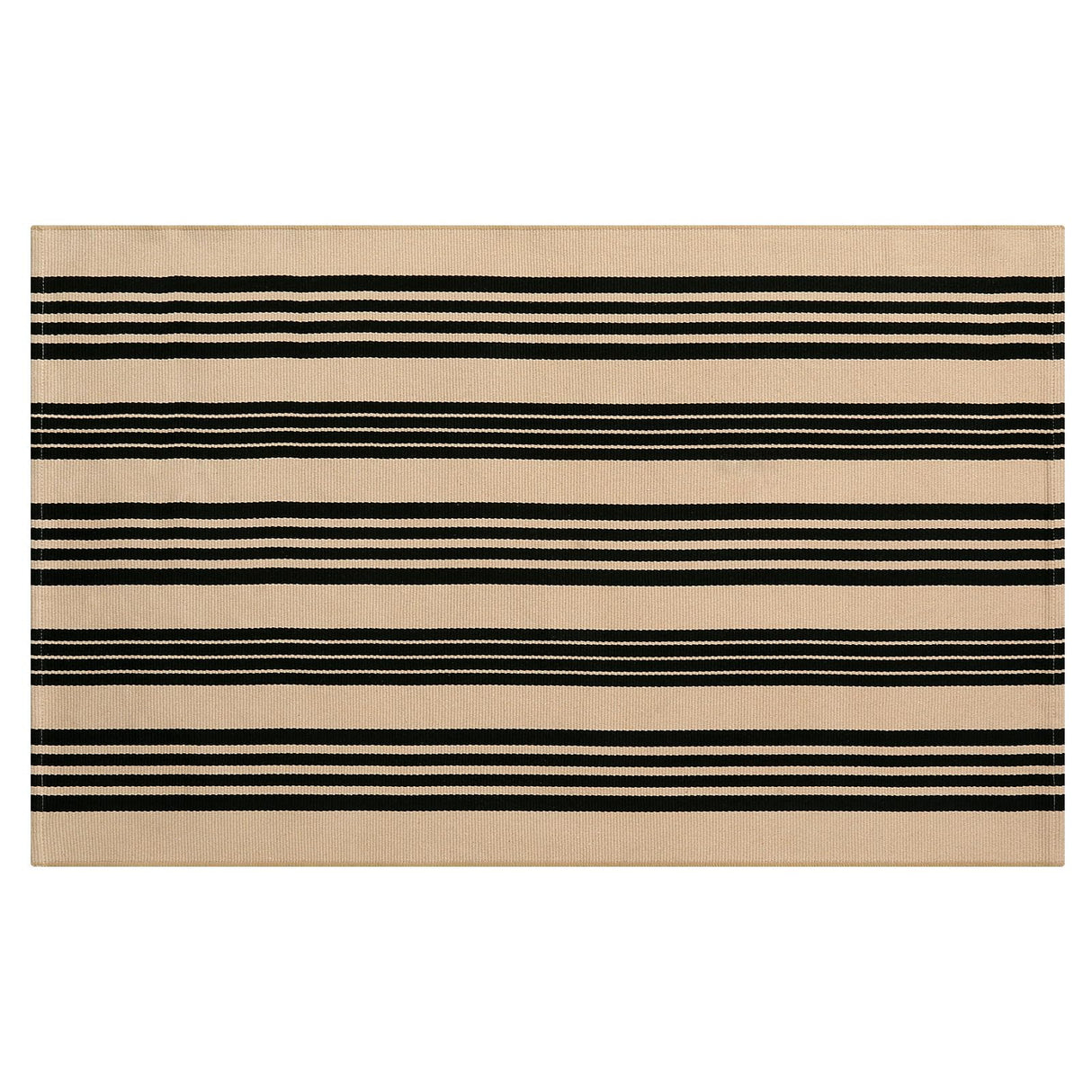 Black and Khaki Striped Rugs 3x5, Outdoor Cotton Hand Woven Front Door Mat,Washable