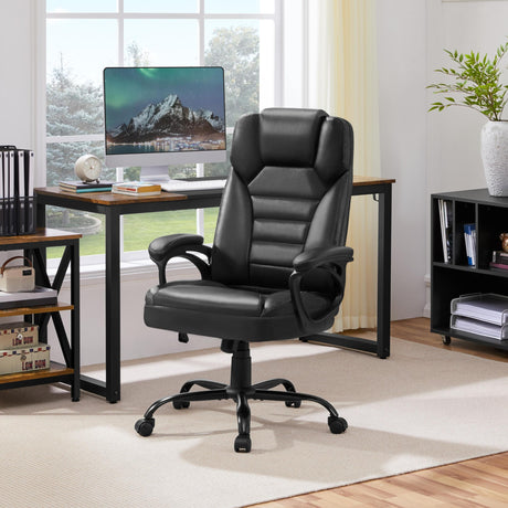 Faux Leather Executive Office Chair High Back Managerial Swivel Chair Computer Desk