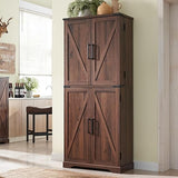 47" Kitchen Pantry with Rattan Doors, Storage Cabinet with Organizer and Adjustable