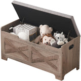 Chest, Lift Top Storage Trunk with 2 Safety Hinges, Barn Style Organizer, Wooden Entryway Bench